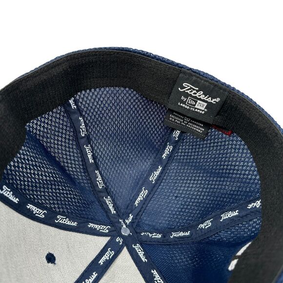 Titleist X FootJoy Pro V1 Golf Hat Cap L XL Stretch Mesh 6 Panel FJ Navy Blue - Picture 6 of 7